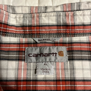 Carhartt Mens Size XL Short Sleeve Button Down Shirt Relaxed Fit Plaid‎